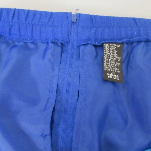 Positive Attitude Women’s 2-Piece Suit Jacket Skirt Size 26 Blues Linen Blend - Picture 8 of 14